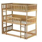 Lit superposé triple pour enfants, lit superposé trois places détachable avec échelle et barrière de sécurité, se sépare en 3 lits