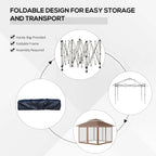 Outsunny 12 x 12 Tonnelle escamotable Pare-soleil Tente instantanée pliable avec filet latéral en maille, Hauteur réglable sur 3 niveaux