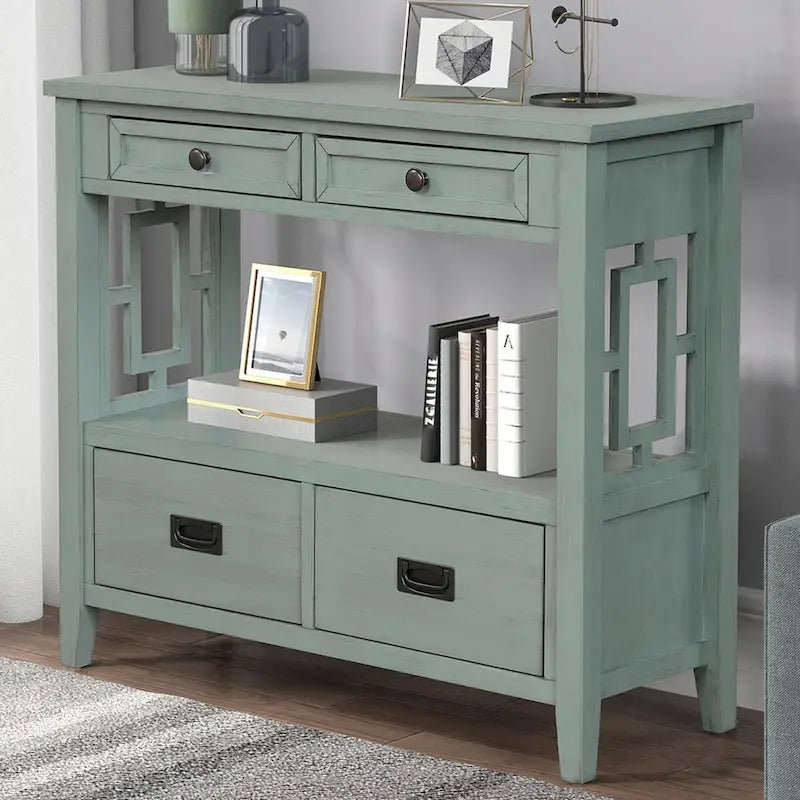Console avec 4 tiroirs et une étagère de rangement