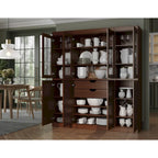 Buffet de cuisine en bois massif 100 % fabriqué en Chine avec portes en verre ou en bois massif et kit de 2 tiroirs 65 x 71,5