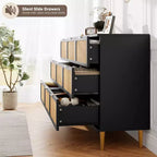 Commode en rotin pour la chambre, meubles à tiroirs grande capacité pour le rangement, adaptés au salon, à l'entrée et à la chambre d'enfant.