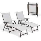 Pellebant Lot de 2 chaises longues de patio réglables en aluminium – N/A