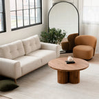 Table basse moderne en teck avec plateau rond - Salon | 39