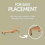 Chaise longue d'extérieur en teck naturel nordique avec table d'appoint - Beige