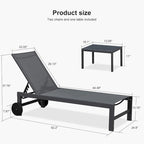 PURPLE LEAF Ensemble de 2 chaises longues de jardin, transats d'extérieur avec cadre en aluminium