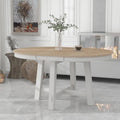 Table de salle à manger ronde extensible TREXM Farmhouse avec plateau en bois de 16 feuilles