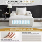 Chaise longue de 170 cm, canapé-lit d'intérieur avec 2 coussins, canapé monoplace sans structure pour salon, aucun assemblage requis