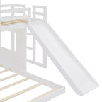 Lit superposé en bois Luxystar avec maisonnette, toboggan et barrières de sécurité, double sur grand lit