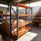 Étagères de garage robustes VIYET, rayonnage métallique réglable à 4 niveaux d'une capacité de 2000 kg, rangement industriel bleu et orange pour magasin/outils/salle de sport.
