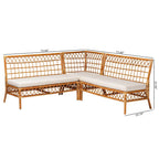 Banquette d'angle Capella Modern Bohemian Honey Rattan 3 pièces pour coin repas
