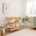 Table à langer Comfy Cubs - Construction robuste en bois, design intemporel avec deux étagères ouvertes pour les indispensables de bébé