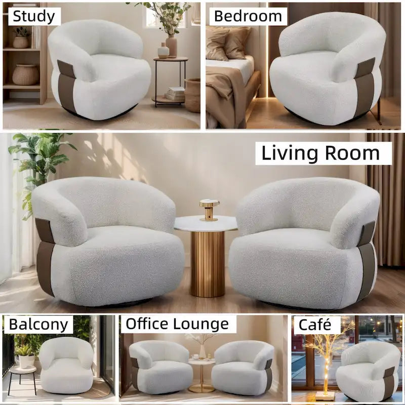 Fauteuil moderne Kieon 33W 360 pivotant en forme de tonneau - Lot de 2