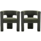 Ensemble de 2 fauteuils rembourrés en tissu bouclette à accoudoirs carrés de 71 cm de large - Kinwell
