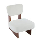 Lot de 2 chaises longues modernes beiges avec revêtement en polyester, piètement robuste en bois, pour différentes pièces