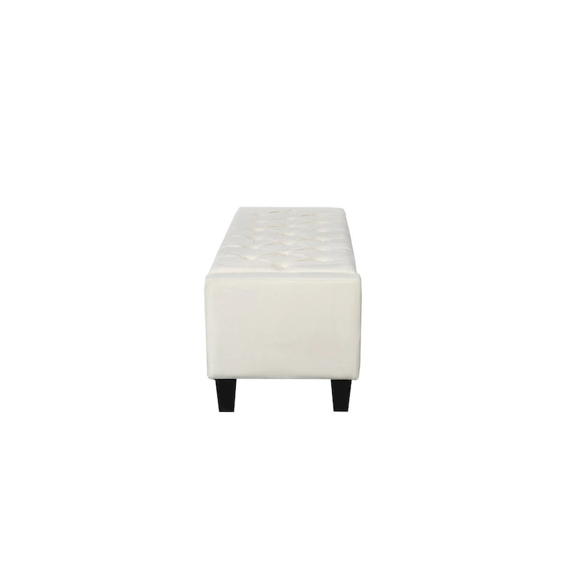Banc de rangement capitonné en velours avec dessus rabattable