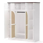 Armoire penderie grande capacité à 8 portes de 180 cm de haut avec tringle, étagères réglables et portes décoratives en rotin