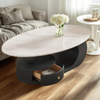 Table basse moderne avec plateau en pierre blanche anti-rayures