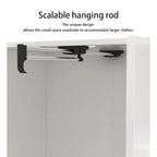 Armoire penderie avec miroir et tringle télescopique (gain de place)