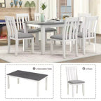 Ensemble de salle à manger extensible de style ferme pour 6 personnes, table rectangulaire et 6 chaises rembourrées