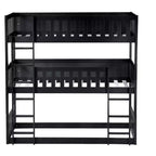 Lit superposé triple pour enfants, lit superposé trois places détachable avec échelle et barrière de sécurité, se sépare en 3 lits