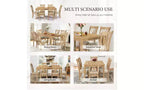Ensemble de salle à manger Zevemomo 7 pièces en bois massif avec 6 chaises rembourrées, ensemble table et chaises compact pour salle à manger, cuisine, couleur bois naturel