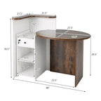 Costway Comptoir de Réception Bureau de Caisse avec Étagère Ouverte et Tiroir Verrouillable Blanc/Marron/Noir