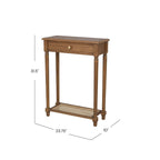 Table d'appoint console à 1 tiroir en bois massif et étagère en cannage Lenora par East at Main