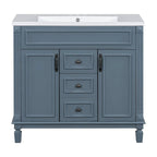 Meuble-lavabo moderne de 36 po avec vasque et armoire à miroir, 2 portes et 2 tiroirs