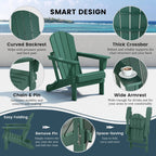 Chaise Adirondack pliante d'extérieur tout temps Polytrends Laguna résistante à la décoloration pour patio