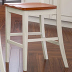 Ensemble îlot de cuisine 3 pièces Homestyles Monarch en bois blanc cassé avec plateau en bois à abattant - 48 x 25 x 36