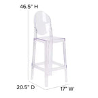 Tabouret de bar Ghost Emma et Oliver avec dossier ovale en cristal transparent