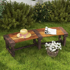 Banc de jardin en bois Outsunny, banc semi-circulaire rond pour arbre, banc de parc enveloppant