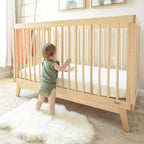 Lit de bébé convertible 3-en-1, en hêtre européen massif, certifié GREENGUARD Gold, fabriqué en Italie