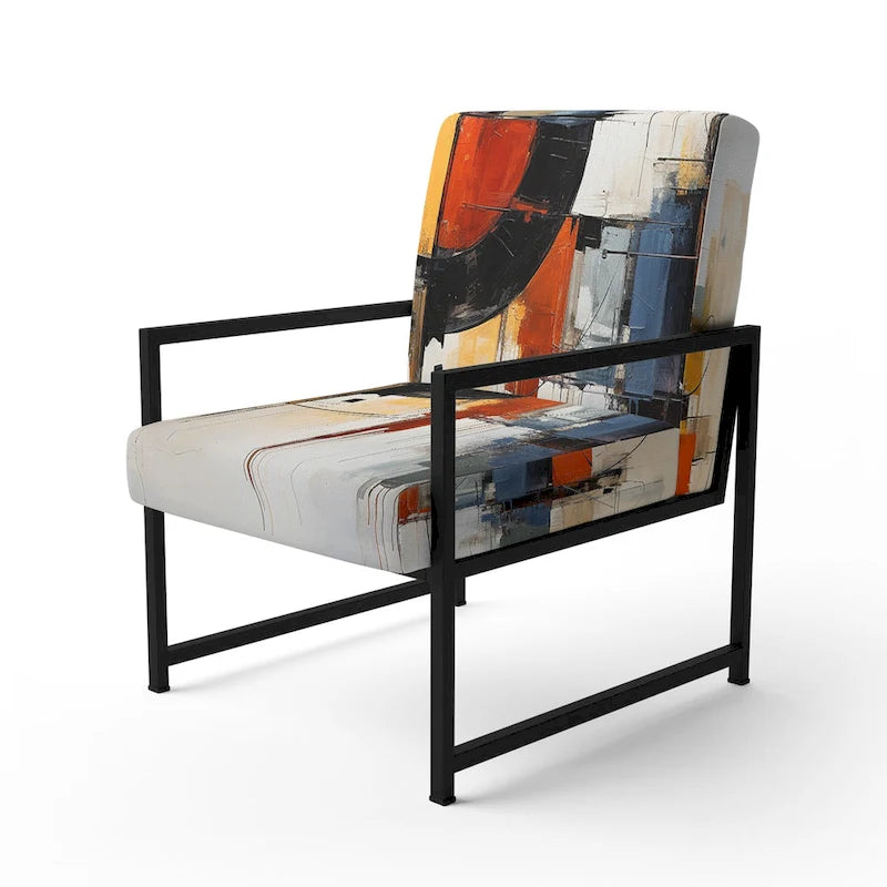 Fauteuil d'appoint rembourré et fauteuil moderne du milieu du siècle Designart Colorful Mid Century Abstract Fusion I