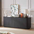 Meuble de rangement, Meuble TV avec motif ondulé, Buffet, Meuble à rayures verticales en bois