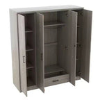 Armoire 4 portes en bois avec tringle, 1 tiroir et étagères de rangement