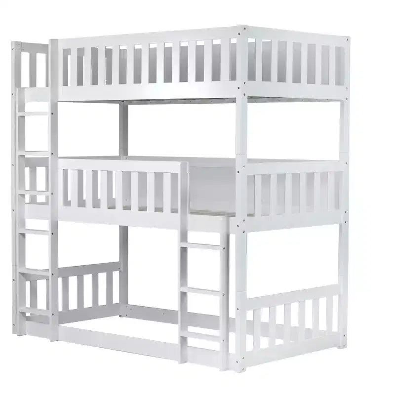 Lit superposé triple pour enfants, lit superposé trois places détachable avec échelle et barrière de sécurité, se sépare en 3 lits
