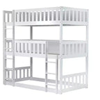 Lit superposé triple pour enfants, lit superposé trois places détachable avec échelle et barrière de sécurité, se sépare en 3 lits