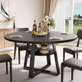 Table de salle à manger ronde pour 4 à 6 personnes, table de cuisine de 120 cm avec étagère de rangement, table à manger en bois avec base en métal pour salon, sans chaises