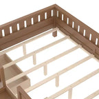 Lit pour tout-petits Bellemave Queen Size avec 14 barrières de sécurité, cadre de lit peu encombrant avec étagères intégrées et 2 tiroirs de rangement sous le lit
