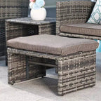 Sunsitt Ensemble de 5 fauteuils de conversation d'extérieur et poufs avec table basse blanc