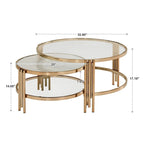 Table basse en verre texturé finition champagne doré avec étagère Bruges par iNSPIRE Q Bold