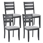 Lot de 4 chaises de salle à manger en bois à dossier à lattes