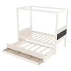 Lit plateforme double/grand format avec lit gigogne, lit à baldaquin en bois de princesse avec 3 tiroirs, lit de rangement avec tête de lit capitonnée pour chambre à coucher