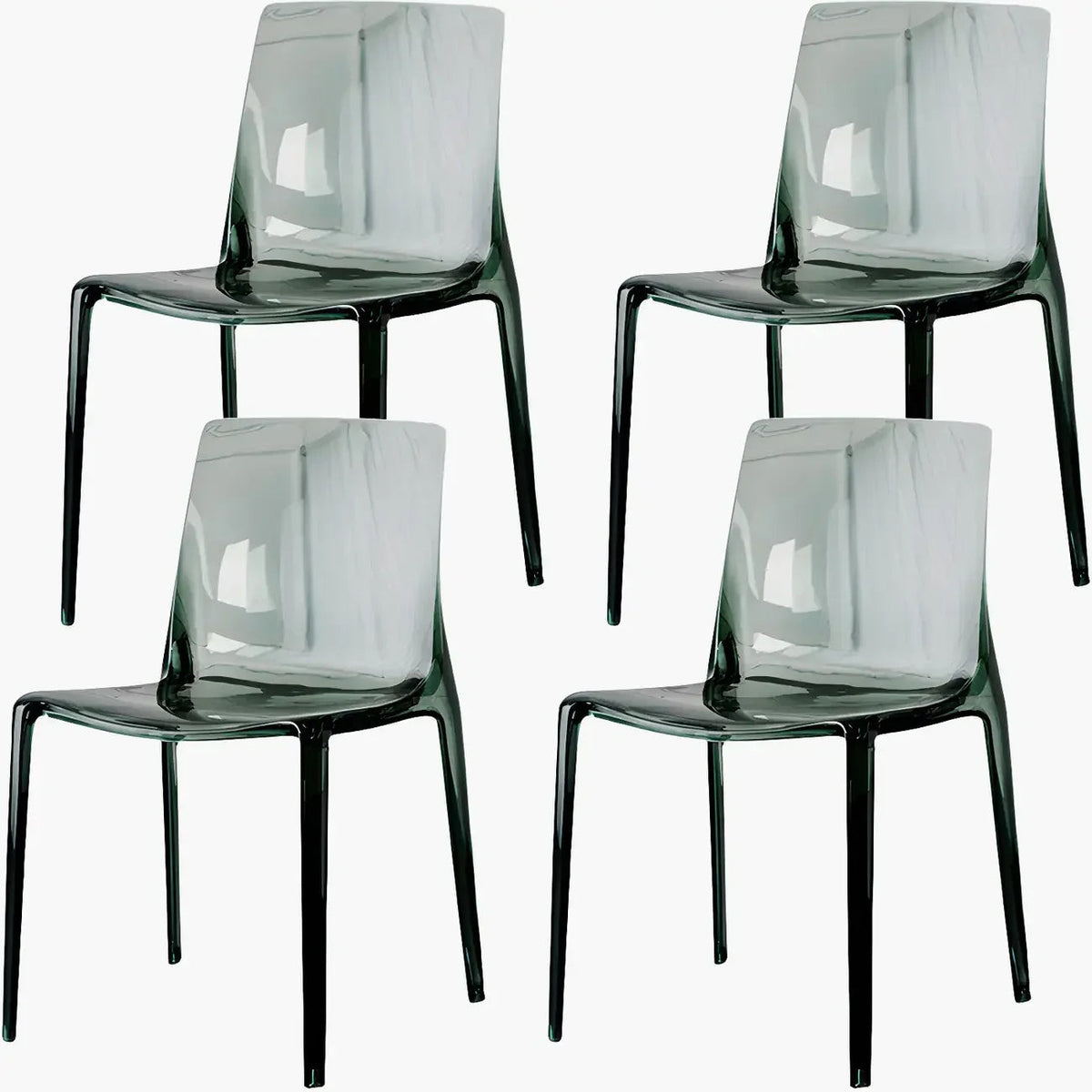 Chaise de salle à manger sans accoudoirs à dossier bas en acrylique ambre
