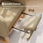 Fauteuil à bascule moderne avec oreiller et poches latérales, pour salon, chambre à coucher