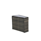 Ensemble de canapé modulaire d'extérieur semi-circulaire 11 pièces avec table basse en verre trempé et 4 tables d'appoint