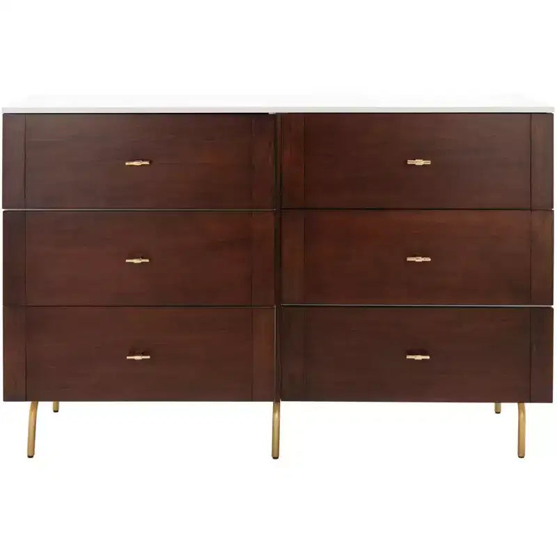 Commode 6 tiroirs Genevieve - DRS5002 - Noyer/Blanc - Safavieh