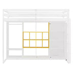 Lit mezzanine enfant avec armoire et étagères, Cadre de lit mezzanine en bois avec meuble de rangement pour enfants et adolescents
