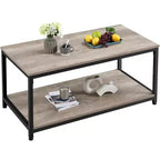 Table basse industrielle en bois Yaheetech avec étagère de rangement pour salon